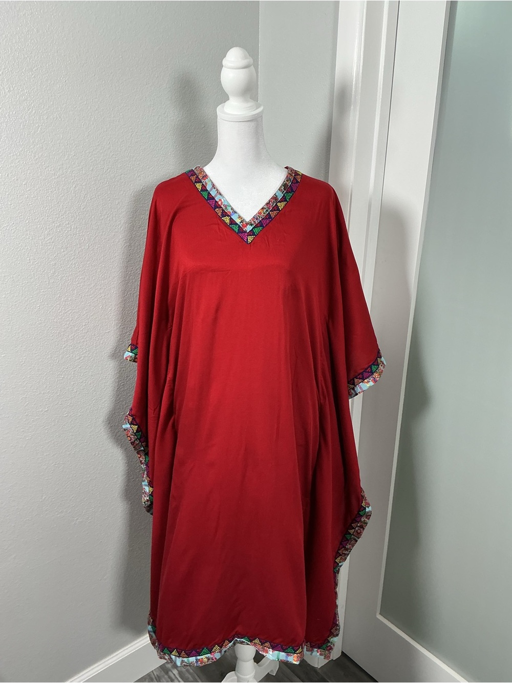 NWT Taaga by Aarong Maternity Embroidered V-Neck Kaftan Tunic Dress Size L